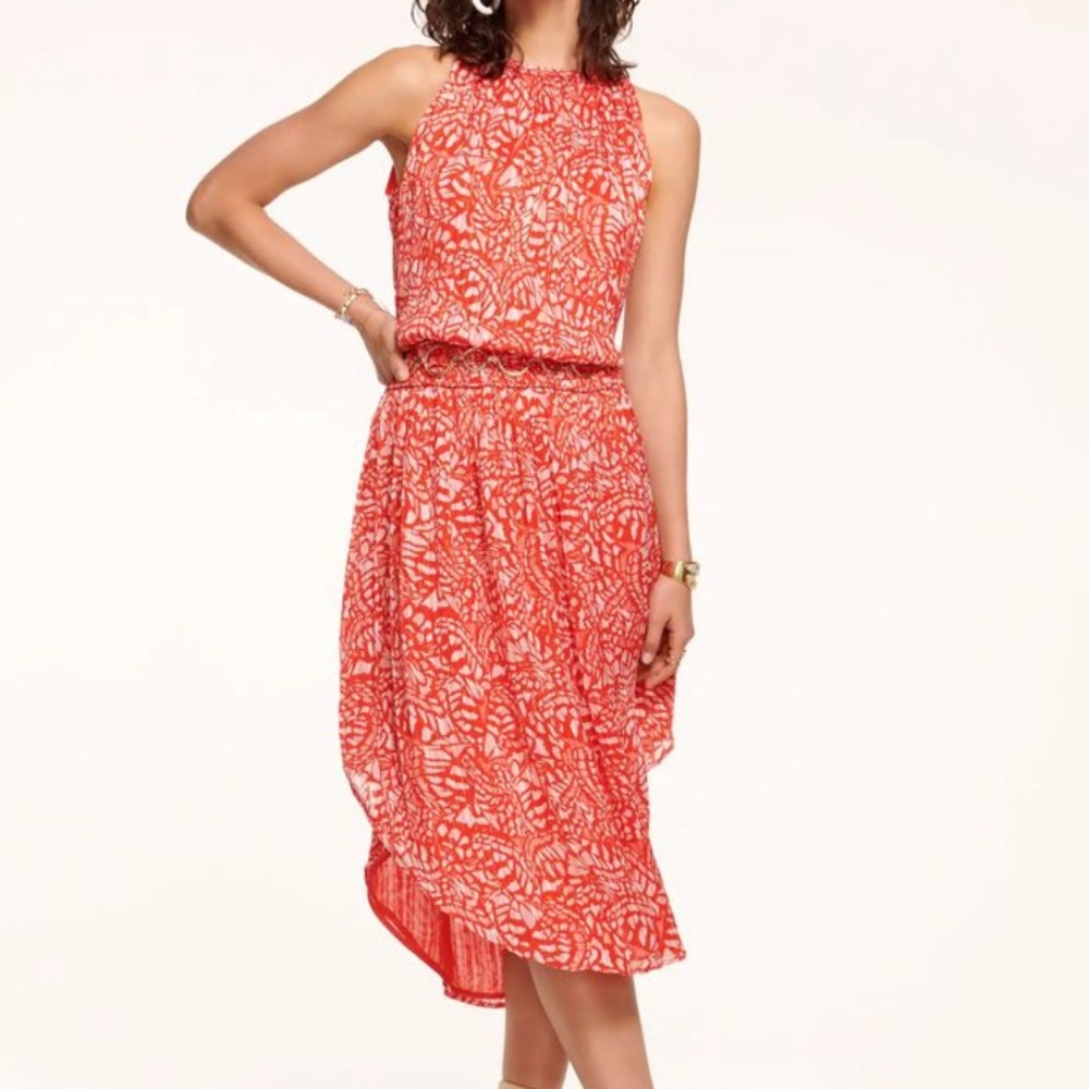 Ramy Brook NWT Audrey butterfly print metallic midi dress.